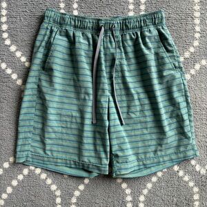 Prana - Blue and Green Striped Board Swim Shorts
